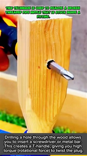 This technique is used to remove a broken threaded pipe nipple that is stuck inside a fitting.