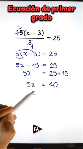💥 Resolución de una ecuación de primer grado 🤓✌️ #algebra #maths #matemática (▶2773)
