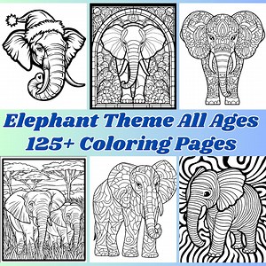 Elephant Coloring Pages – 125  Mosaic, Stained Glass & Traditional (digital Download) - Etsy