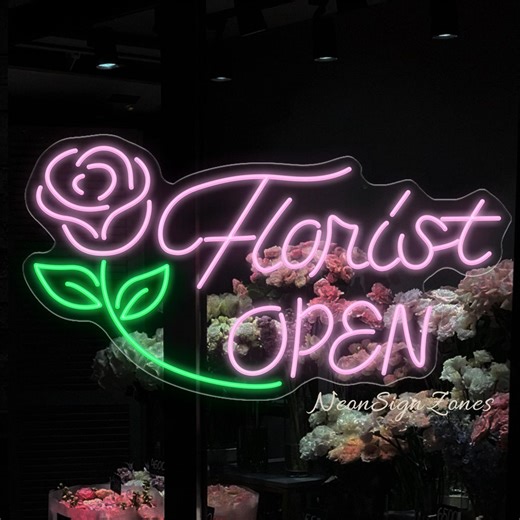 Custom Rose Florist Open Neon Sign LED Light for Flower Shop Studio Wall Decor - Etsy