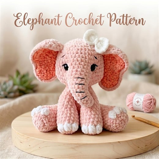 Elephant Crochet Pattern PDF – Handmade Plush Toy Guide for Beginners, Crochet Sitting Elephant Amigurumi Pattern | Safari Elephant Plushie - Etsy