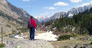 France, Hautes Pyrenees, Cauterets, the Pont d'Espagne, Torrent and Waterfall, Parc National des Pyrenees (Pyrenees National Park)