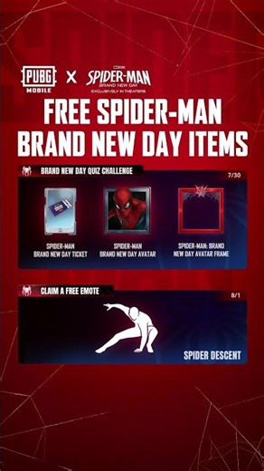 PUBG MOBILE | One page about all the Spider-Man in-game prizes!