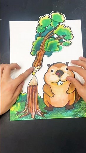 How To Draw A Cute Beaver 🦫 | Easy Drawing + Fun Craft for Kids#shorts #craft #funny