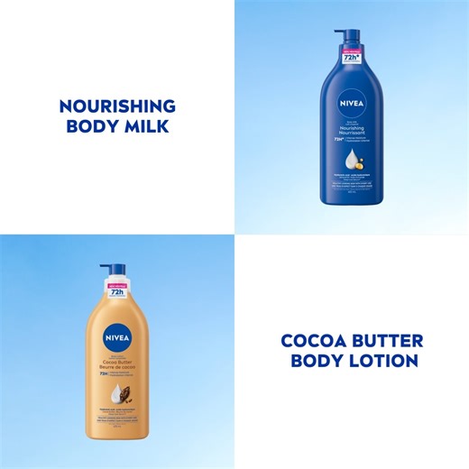 Get 72H* hydration with the newly enriched NIVEA Body Milk and Body Lotions. Now with hyaluronic acid. *with regular use | NIVEA