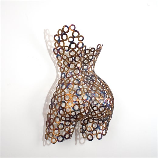 Life-size Female Torso Sculpture, Stainless Steel Metal Wall Art, Gold and Blue Patina, Hand Welded Nude Figure - Etsy