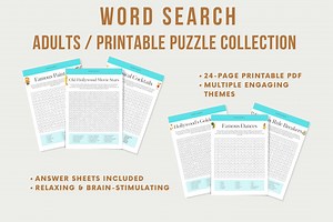 Word Search for Adults | Printable Word Search Puzzles | Instant Download PDF - Etsy Australia