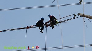Job done 🦺🥇. Twin bundle conductor saggingg activity, | Electrical Transmission line