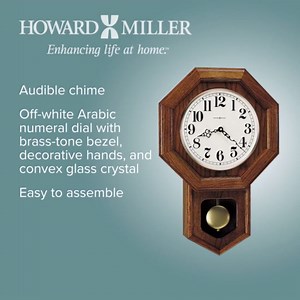 Howard Miller Katherine Wall Clock – Wooden Finish Octagonal Pendulum with Westminster or Ave Maria Chimes Volume Control & Traditional Design Clock Best for Home or Office Décor