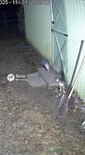 Farm Cat vs Opossum at Shed #FarmCat #Opossum #Wildlife