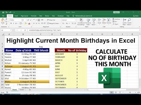 how to Highlight Current Month Birthdays in Excel