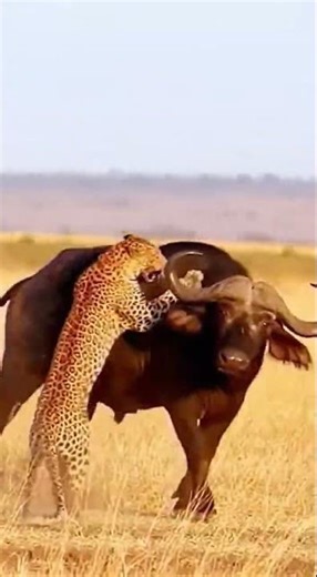 Epic Showdown: Buffalo vs Leopard #Lion #BigCat #shorts