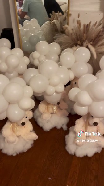 DIY Cloud and Teddy Bear Baby Shower Centerpieces