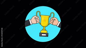 Two Hand Fighting for a Trophy. Business Competition Concept Animation Video - Transparent Stock Video