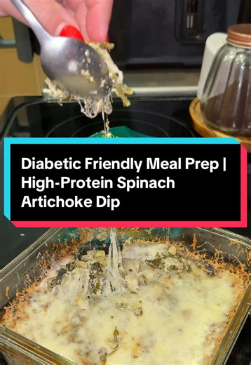 This diabetic-friendly meal prep spinach artichoke dip is creamy, high-protein, lower-carb & made lighter with cottage cheese Greek yogurt. Perfect for meal prep, snacks or an easy appetizer! #DiabeticFriendly #diabetesfriendly #highproteinrecipe #worththesearch #creatorsearchinsights