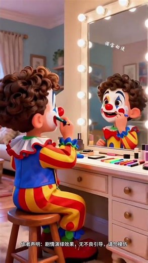 Little boy dresses up as a clown and performs a two-dimensional show for his mother Animation Youtub