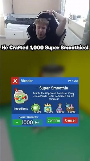He Crafted 1,000 Super Smoothies World Record! (Bee Swarm Simulator)