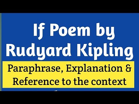 If || If Poem Paraphrase and Explanation || If poem reference to the context || If Poem by Kipling