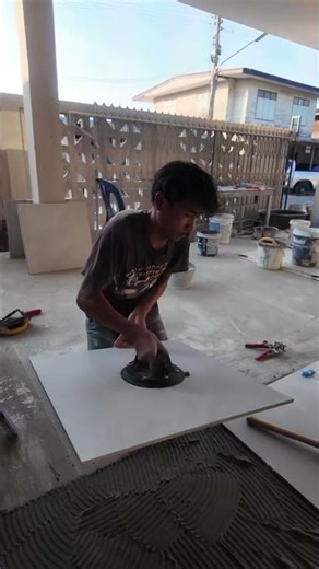 Floor tiles in front of the house Using rough skin tiles for anti slip. #reels #shorts #home