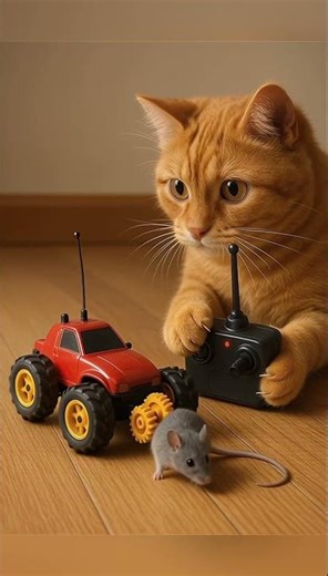 Remote-Control Revenge?! 😼🚗💥 Cat Drives RC Car at Mouse?! 🐭⚡ #cat #funny #cute #cutecat #shorts