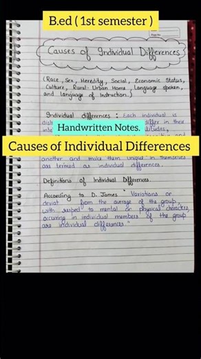 ✨Causes of Individual Differences | #educated_beings #bed4thsem #bed1stsem #bednotes