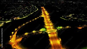 M53 Motorway traffic hyperlapse, reverse movement along waypoints at night, Wirral - June 23