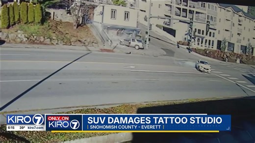Video: SUV crashes into Everett tattoo studio