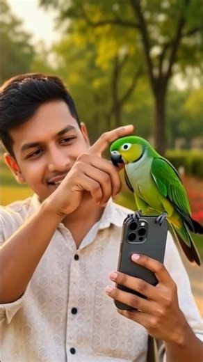 Parrot Landed on My Shoulder After Whistle! 🦜😂 He Won't Stop Talking! #shorts #funnyparrot #viral