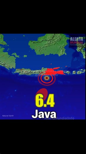 Un sismo de magnitud 6.4 se registró a la 01:06 del 6 de febrero de 2026 en la isla de Java, Indonesia. El epicentro se localizó a 122 km al sur de Ponorogo, con una profundidad de 10 km. | Alerta Mundial / Terremotos y Desastres