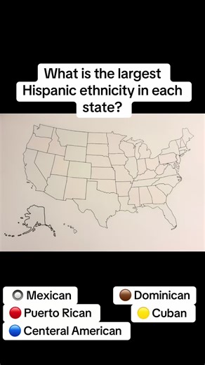 Largest Hispanic ethnicity in each state. #map #usa #states #dominican #hispanic