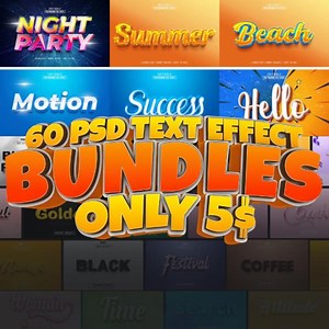 3D Text Effect PSD Bundle: High-resolution Photoshop Styles - Etsy