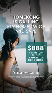 Fly Sydney to Hong Kong from $888* return, when you book two return flights in one booking. There is no better time to reunite with family and friends.  Awarded World's Best Economy Class by Skytrax, enjoy unparalleled comfort, gourmet meal options and the largest inflight entertainment library in Asia Pacific when you fly with us. Book direct at Cathay Pacific. ✈️ *Terms and conditions apply. | Cathay Pacific | Facebook