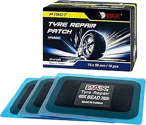 PAX 10 Pcs 75x50mm Upgraded Rectangle Radial Tire Repair Patches, Suitable for Tires on Motorcycle, Car, Truck, Agricultural Vehicles, BMX, ATVs, Inflatable Rubber