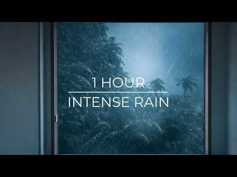 Heavy Rain from Window | Strong Wind and Storm Sounds for Deep Sleep | 1 Hour