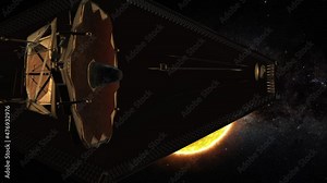 Space Telescope Animation. Nasa's telescope in the solar system sending photos and data to Earth