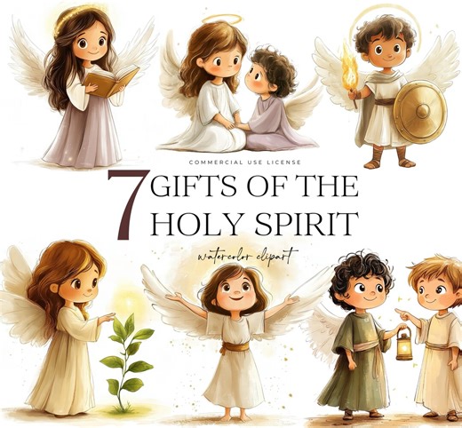 Seven Gifts of the Holy Spirit Clipart, Holy Spirit Learning, Kids Bible Study Clipart, Christian Clipart, Faith, Holy Communion - Etsy