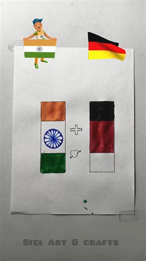 India Flag 🇮🇳 Germany Flag 🇩🇪 || Independence Day Drawing || Republic Day Drawing #art #shorts