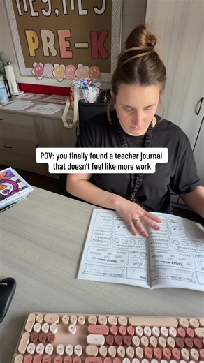 A daily, two-minute reflection journal made for real teachers. Designed to help you pause, reflect, and reset after school. Linked in my Amazon Storefront. #teacherreflection #prekteacher #teacherlife #teacherjournal