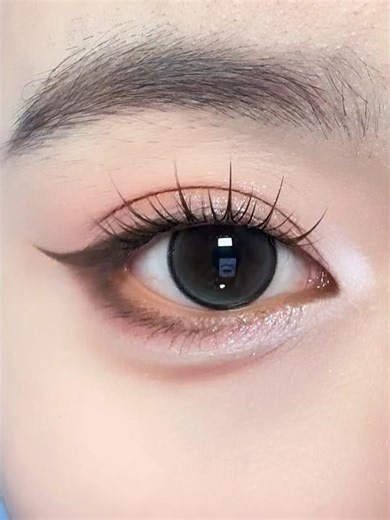 Soft & Delicate Pink Rhinestone Eye Makeup Tutorial Fox Eye Makeup for Beginners ✨#beauty #shorts