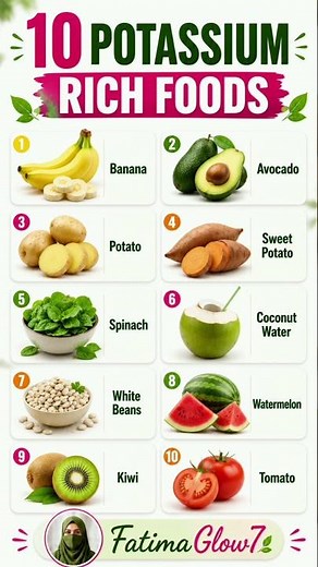 10 Potassium-Rich Foods You Should Eat Daily | Best High Potassium Foods | FatimaGlow7
