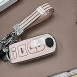 PIFOOG Key Fob Cover Fit for Mazda 3 6 CX5 MX-5 Miata CX9 CX3 Accessories Purple 4 Button Car Keys Case Shell Protector Bling Keychain Ring Full Protection Girly Women Cute TPU