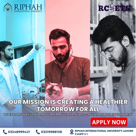Riphah College of Veterinary Sciences — where compassion meets innovation! At RCVets, we’re shaping the next generation of veterinarians who combine clinical expertise with ethical care for all animals. Join us in our mission to promote animal welfare and veterinary excellence in Pakistan. #Riphahinternationaluniversity #RCVets #VeterinaryScience #FutureVets #AnimalCare | Riphah College of Veterinary Sciences, Lahore
