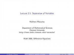Differential Equations, Lecture 2.1: Separation of variables