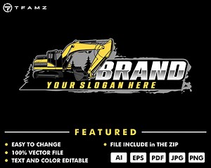 Excavator Logo Template : Heavy Equipment, Construction (vector Files) - Etsy