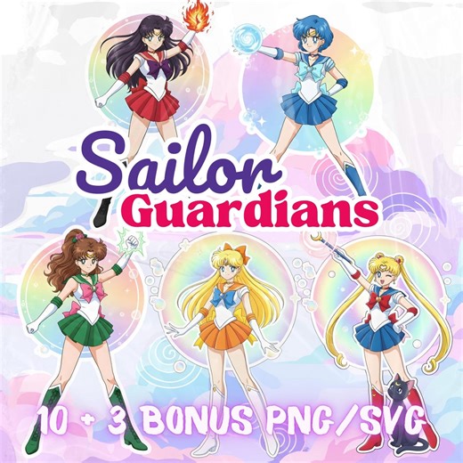 Sailor Guardians Clipart | Anime Sailor Moon PNG and SVG Set (digital Download) - Etsy Canada