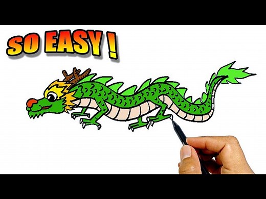 How to draw a Chinese dragon step by step easy version | Easy Drawings - Videos For Kids