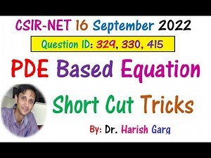 PDE Questions | CSIR NET Sept 2022 Mathematics | Short Cut Tricks