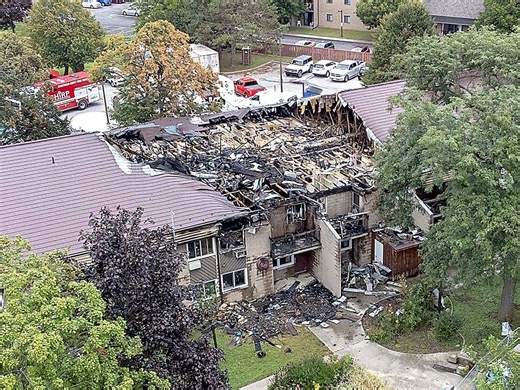 Will take months to repair fire-damaged housing complex; emergency evacuation centre set up