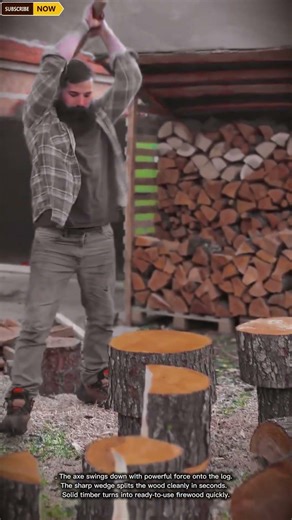 Powerful Splitting Axe for Log Cutting and Firewood Preparation in Outdoor Woodworking Areas