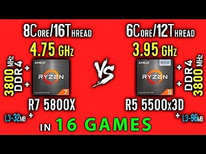 Ryzen 7 5800X vs Ryzen 5 5500x3D - 16 Games | R5 5500x3D vs R7 5800X + Thermal Power Efficiency